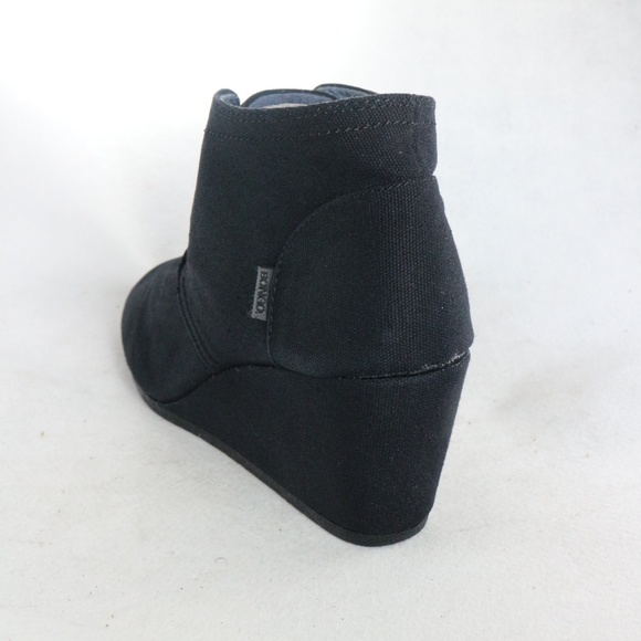 PAIR Bongo Women's Patillas Black Canvas Wedge Booties Sz 11 US - Picture 3 of 8